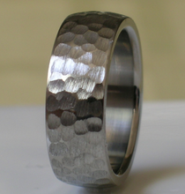 Titanium Wedding Band Comfort Fit Custom Designed Hammer Finish for Men and Women Available in Sizes 4-17