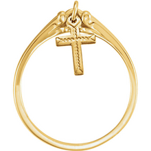 Cross Ring Religious Jewelry Ladies 14kt Yellow or 14kt White Gold Dangle Design Cross Size 3 4 5 6 7 8 9 Plus Half and 1/4 Sizes