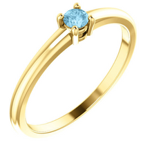 Mothers Ring in 14kt Rose Gold Yellow Gold or White Gold 3mm Blue Topaz Pick any Birthstone You Need Sz 3 4 5 6 7 8 9 Half and  1/4 Sz