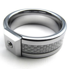Tungsten Rings Carbon Fiber Inlay Genuine Diamond Wedding Bands 8mm Comfort Fit Size 8 to 14