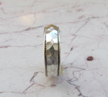 Hammer Finish Wedding Band Sterling Silver 925 Milgrain Custom Made Rings Designed For Men or Womens Size 4 5 6 7 8 9 10 11 12 13 14 15