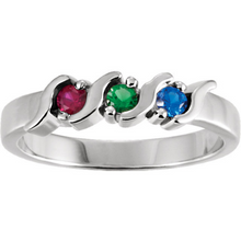 Mothers Ring Design 14kt White Gold Three 2.4mm Stones any Combination of Gemstones you Preffer Size 3 4 5 6 7 8 9 Plus Half Sizes