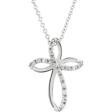 Religious Jewelry Diamond Cross Pendant in 14kt Yellow Gold and 14kt White Gold Design Cross Cable Chain Included