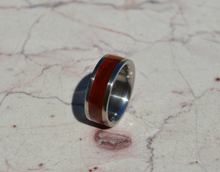 Titanium Wood Ring Exotic Red Heart Wood 8mm Mens or Ladies Bands Size 4 5 6 7 8 9 10 11 12 13 14 15 16 17 18 19 20 Half Sizes