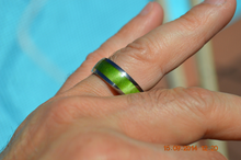 Titanium Wood Ring Green Peridot Box Elder Burl Wooden Band Mens or Ladies Wedding Ring Bands Available sizes 4-18 Rings 1/4 & 1/2 Sizes
