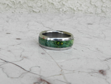 Titanium Wood Ring Green Lantern Box Elder Burl Wooden Band Mens or Ladies Wedding Ring - Bands Available in size 4-18 Rings