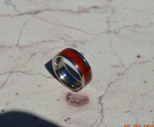 RESERVED For Ashley Barone Titanium Wood Ring Exotic Red Heart Wood 8mm Mens Size 9