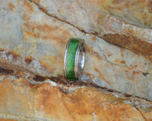 Green Maple Burl Wood Titanium Ring Milgrain Edge 8mm Wedding Band Design Size 4 5 6 7 8 9 10 11 12 13 14 15 16 17 18 19 20 Half & 1/4 Sizes