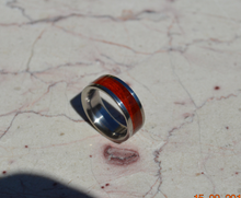 Titanium Wood Ring Exotic Red Heart Wood 8mm Mens or Ladies Bands Size 4 5 6 7 8 9 10 11 12 13 14 15 16 17 18 19 20 Half Sizes