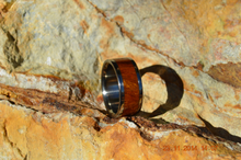 Titanium Wood Ring Desert Iron Wood Band Custom Wedding Band Available in Comfort Fit Mens and Ladies Size 4-18 Unique Exotic Wooden Design