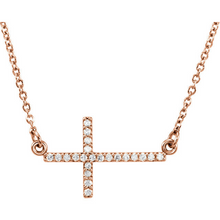 Religious Jewelry Diamond Sideways Cross Pendant in 14kt Yellow Gold 14kt White Gold & 14kt Rose Gold Design Cross Cable Chain Included