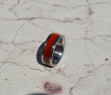 Titanium Wood Ring Exotic Red Heart Wood 8mm Mens or Ladies Bands Size 4 5 6 7 8 9 10 11 12 13 14 15 16 17 18 19 20 Half Sizes