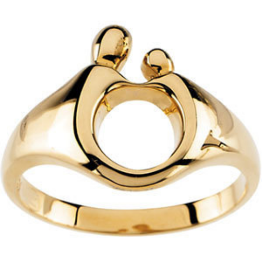 Mother and Child Ring 14kt Yellow Gold or 14kt White Gold Size 3 4 5 6 7 8 9 Plus Half Sizes